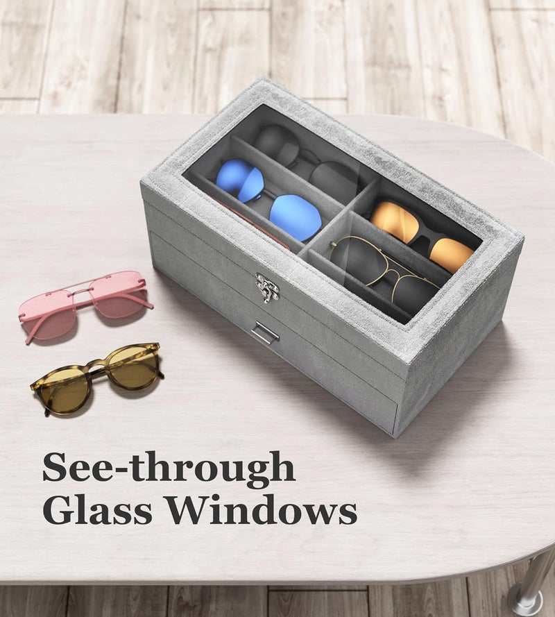 NEWLOOP Store Sunglasses Organizer Multiple Pairs of Glasses Display Case Sunglass Hard Shell Storage Box for Women Men 12/16 Slots - Image 3